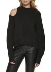 DKNY Women's Cold-Shoulder Ribbed Long Sleeve Sweater
