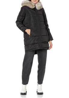 DKNY womens Cold Weather Outerwear Puffer Down Alternative Coat Black  US