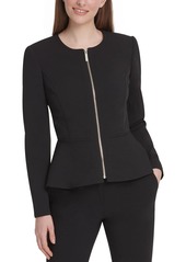 DKNY Women's Collarless Zip Front Jacket