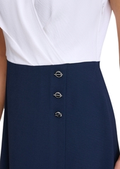 Dkny Women's Color-Blocked Collared Sleeveless Dress - Cream/Navy