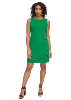 Dkny Women's Colorblock Button Sleeveless Shift Dress - Apple Green