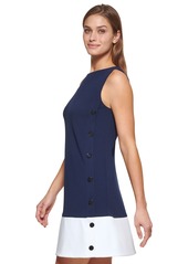 Dkny Women's Colorblock Button Sleeveless Shift Dress - Iris