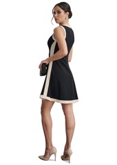 Dkny Women's Colorblocked Fit & Flare Mini Dress - Black/Eggshell