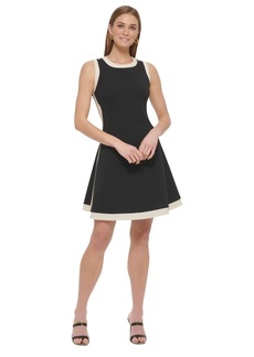 Dkny Women's Colorblocked Fit & Flare Mini Dress - Black/Eggshell
