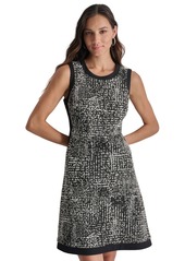 Dkny Women's Colorblocked Sleeveless Fit & Flare Dress - Black/Ivory