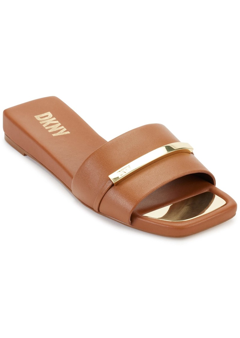 DKNY Women's Comfortable Chic Shoe Alaina Flat Sandal DK Cognac