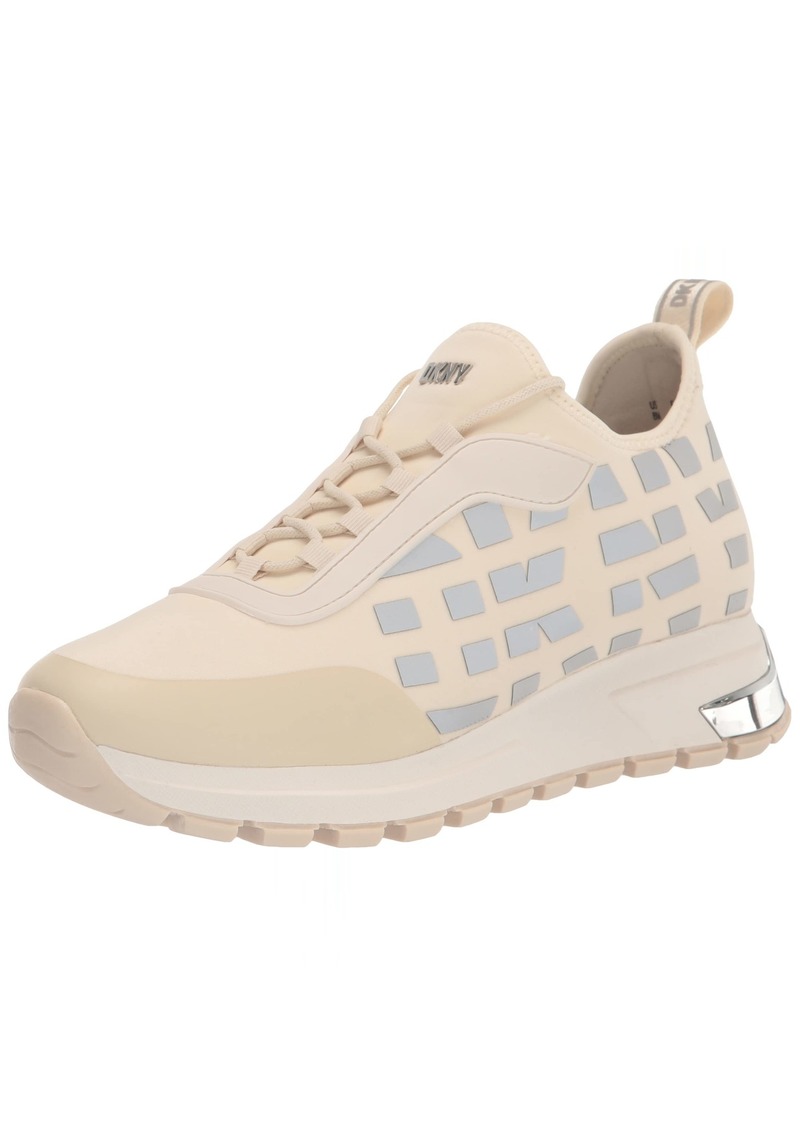 DKNY Women's Comfortable Chic Shoe Meanna Sneaker Egg NOG