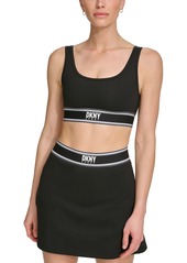 Dkny Women's Cotton Logo-Tape Scoop-Neck Sports Bra - Black