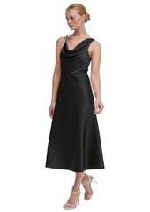 Dkny Women's Cowlneck Midi Dress - Black