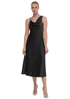 Dkny Women's Cowlneck Midi Dress - Black