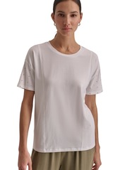 Dkny Women's Crewneck Embellished-Dolman-Sleeve Top - White