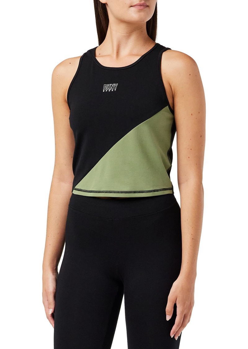 DKNY Women's Cropped Colorblock Logo Tank