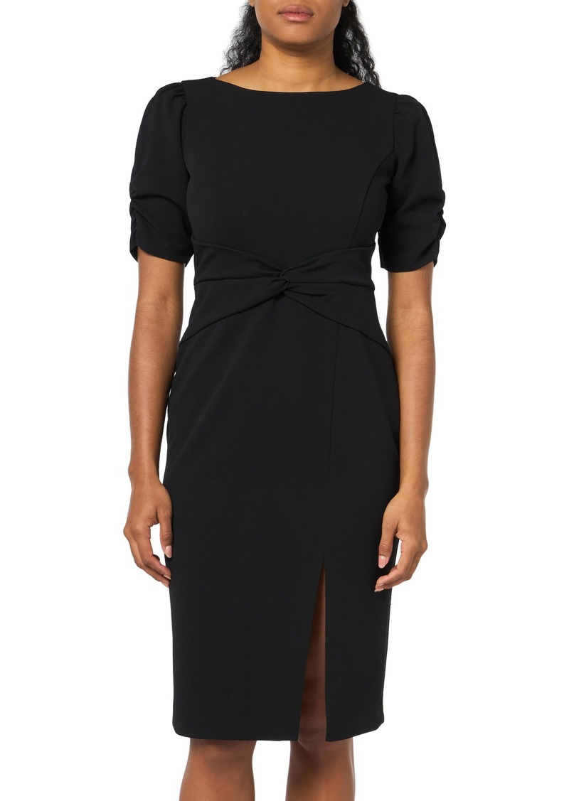 DKNY Women's Desk to Dinner Front Slit Ruched Sleeve Dress