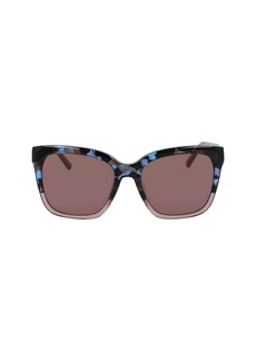DKNY Women's DK534S Square Sunglasses Crystal Mink/Blue/BK Tortoise ONE Size