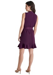 Dkny Women's Drape-Neck Sleeveless Tie-Waist Dress - Raisin