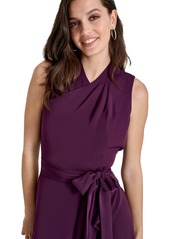 Dkny Women's Drape-Neck Sleeveless Tie-Waist Dress - Raisin