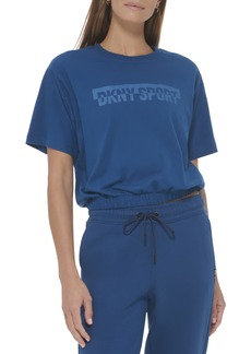 DKNY Women's Drop Out Logo Tee Cropped