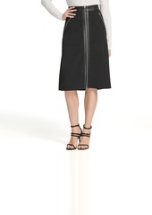 DKNY Women's Elevated Midi Front Zip Sportswear Skirt