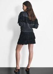 Dkny Womens Embellished Fringe Top Studded Fringe Mini Skirt