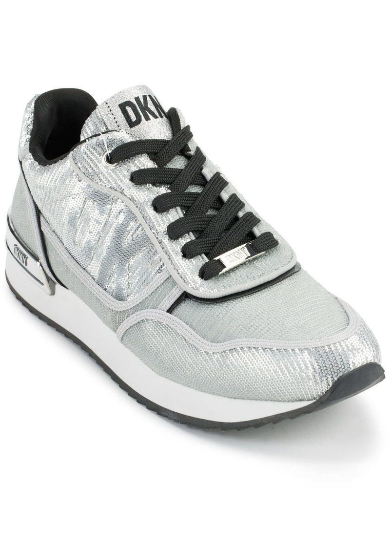 DKNY Women's Sequin Slip on Comfort Sneaker SLVR/BLK