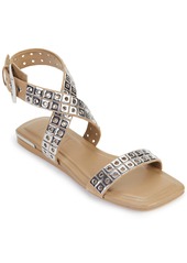 DKNY Women's Studded Buckle Flat Sandal Heeled