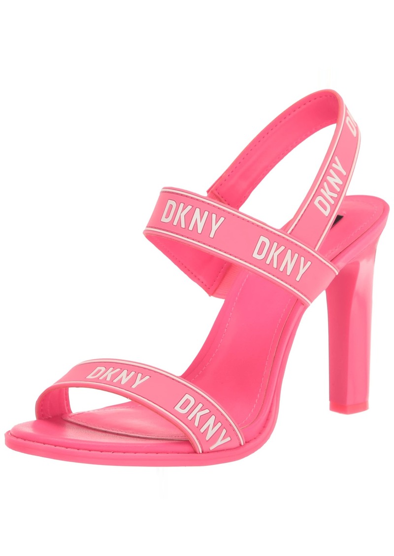 DKNY Women's Logo Slingback Open Toe Heel Heeled Sandal Fuschia/WHT