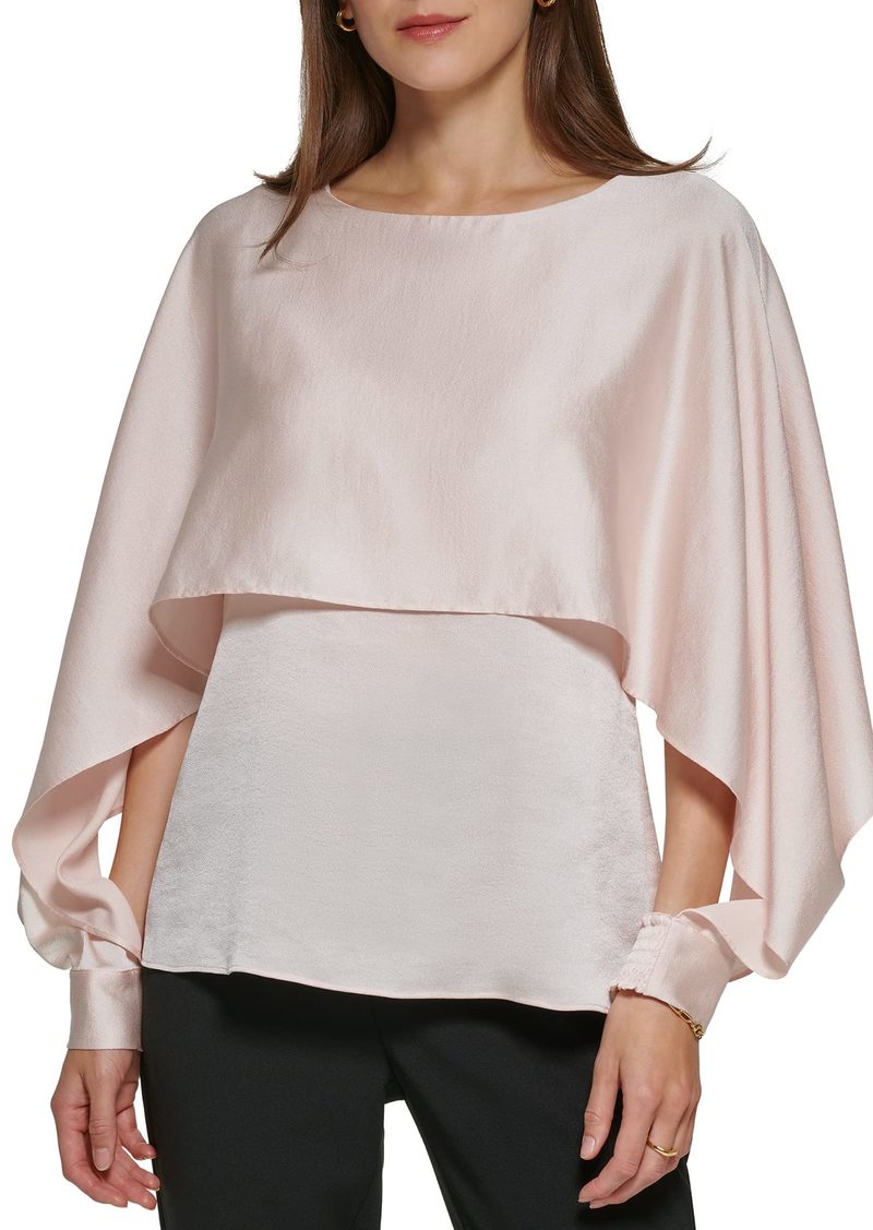 DKNY Women's Long Caped Sleeve Blouse  XL