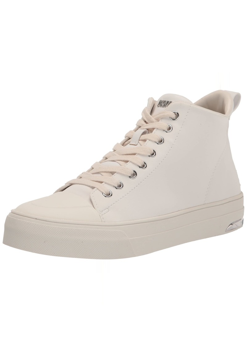 DKNY Women's Everyday Comfortable Yaser-Lace Up Mid Sneaker BRT White