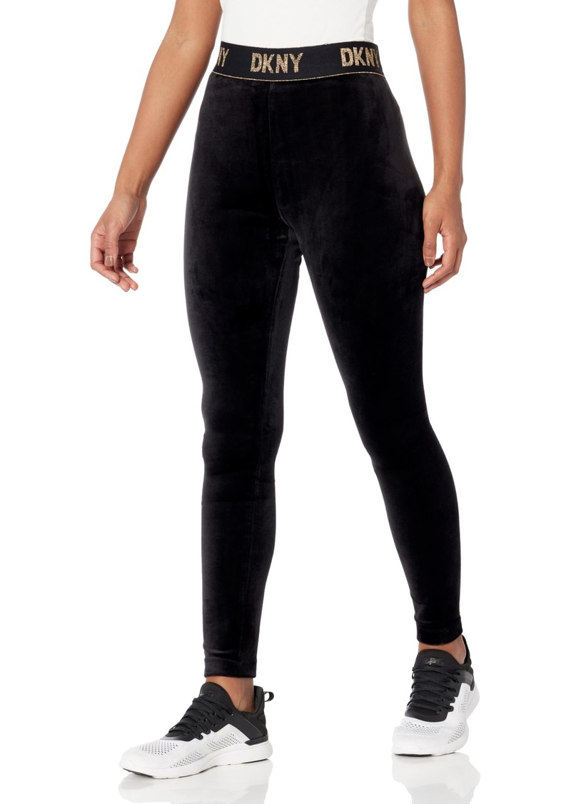 DKNY Women's Everyday Essential Logo Pant BLK/Gold