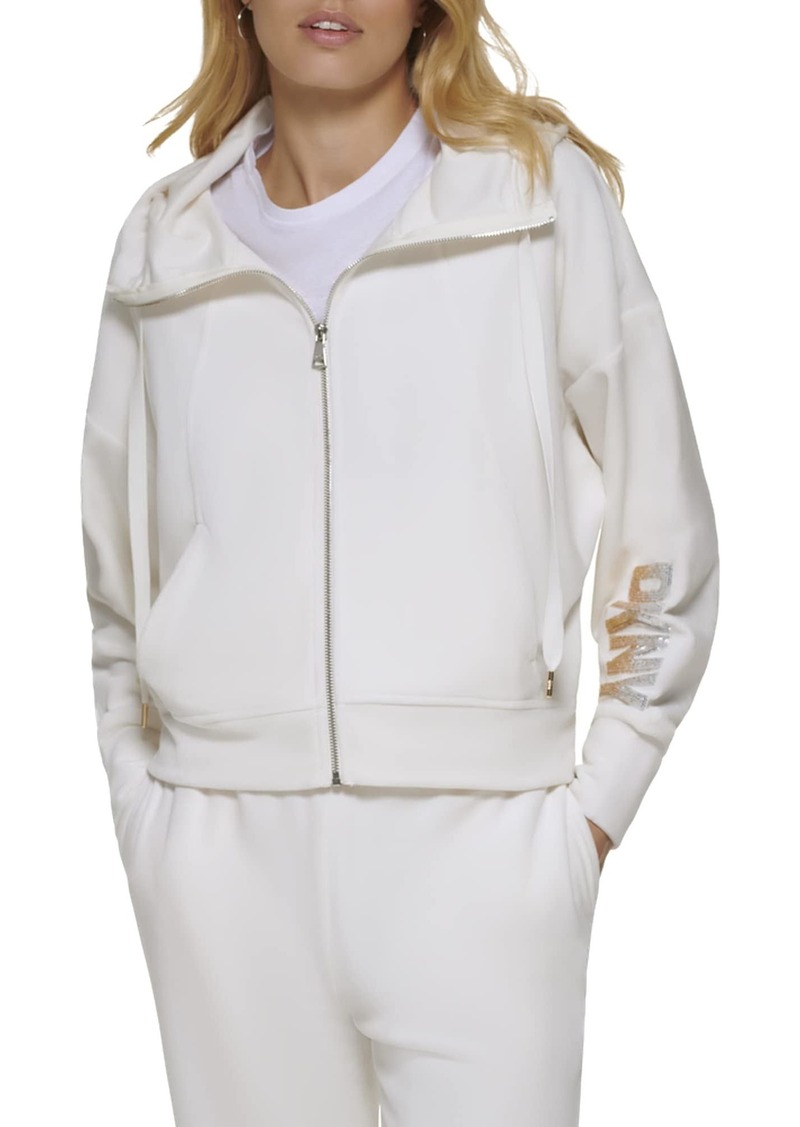 DKNY Women's Everyday Essential Zip Up Hoodie FLCE/Gold