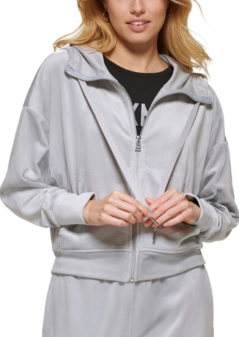 DKNY Women's Everyday Essential Zip Up Hoodie FLT/Silver