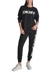 Dkny Women's Exploded Logo Crewneck Sweatshirt - Black/Silver