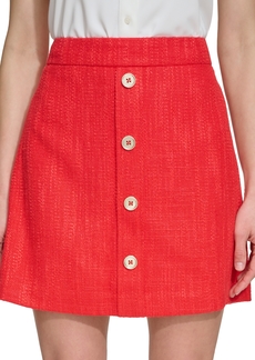 Dkny Women's Faux-Button-Front Tweed Mini Skirt - Flame