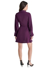 Dkny Women's Faux-Wrap Collared Mini Dress - Raisin