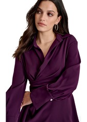 Dkny Women's Faux-Wrap Collared Mini Dress - Raisin