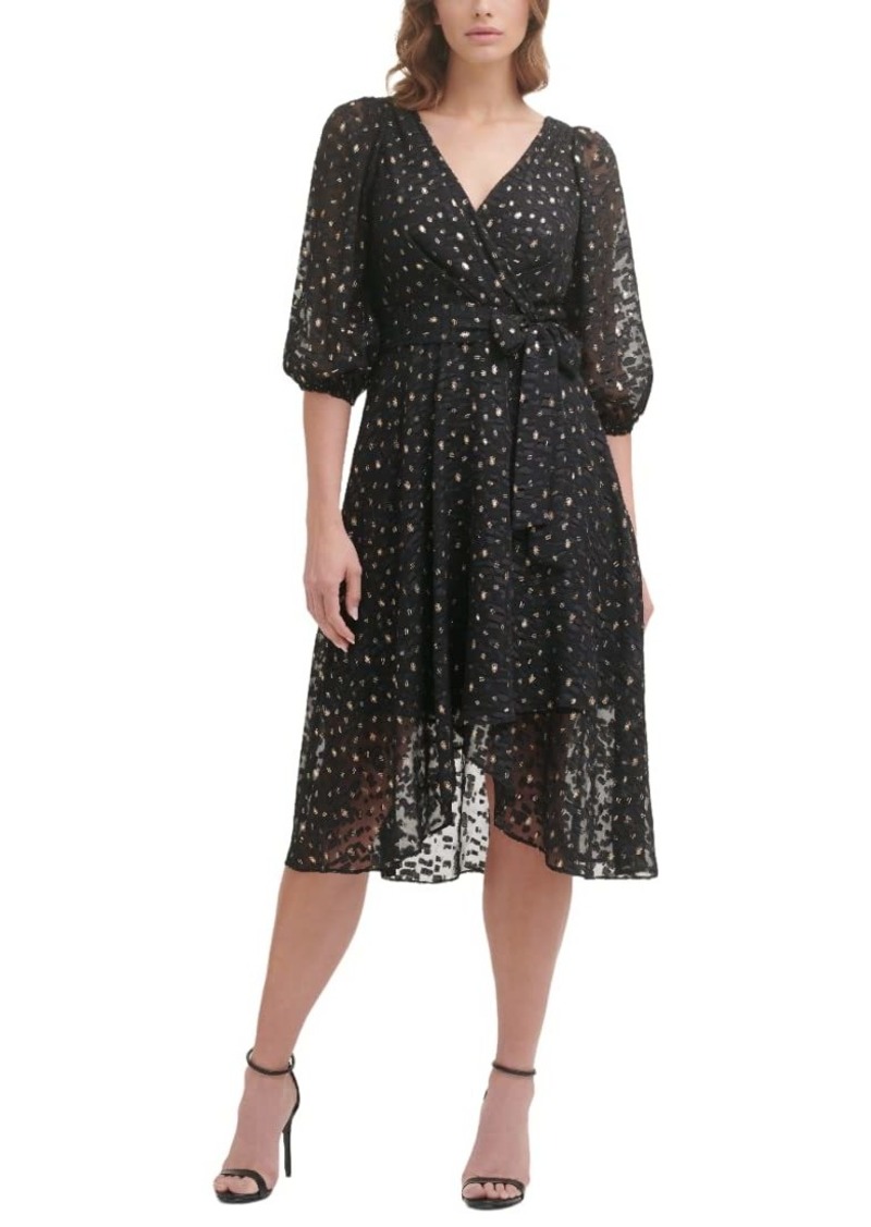 DKNY Women's Print Faux Wrap Dress