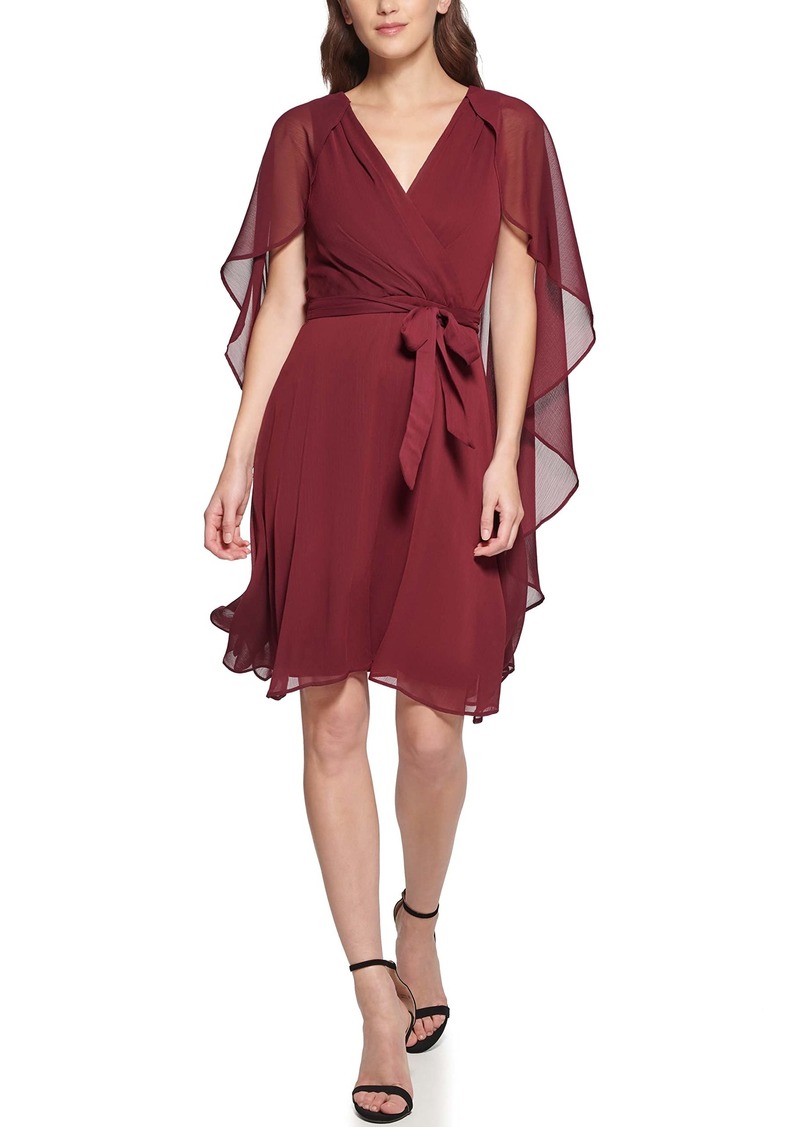 DKNY Women's V-Neck Cape Dress