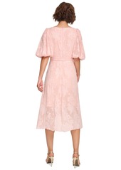 Dkny Women's Floral-Jacquard Faux-Wrap Dress - Blush