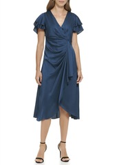 DKNY Women's Flounce Sleeve Fit and Flare