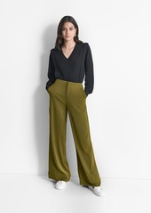 Dkny Women's Glazed High Rise Seamed-Cuff Wide-Leg Pants - Dark Olive