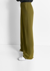 Dkny Women's Glazed High Rise Seamed-Cuff Wide-Leg Pants - Dark Olive