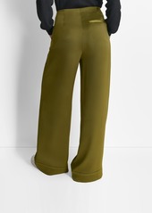 Dkny Women's Glazed High Rise Seamed-Cuff Wide-Leg Pants - Dark Olive