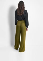 Dkny Women's Glazed High Rise Seamed-Cuff Wide-Leg Pants - Dark Olive