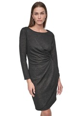 Dkny Women's Glitter-Knit Faux-Wrap Sheath Dress - Black/Bronze