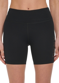 Dkny Women's High-Waisted Exploded-Logo Bike Shorts - Black