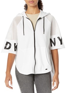 DKNY Women's Hooded Anorak Zip Up Poncho Jacket  M