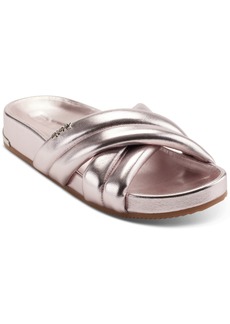 Dkny Women's Indra Criss Cross Strap Foot Bed Slide Sandals, Created for Macy's - Dusty Rose