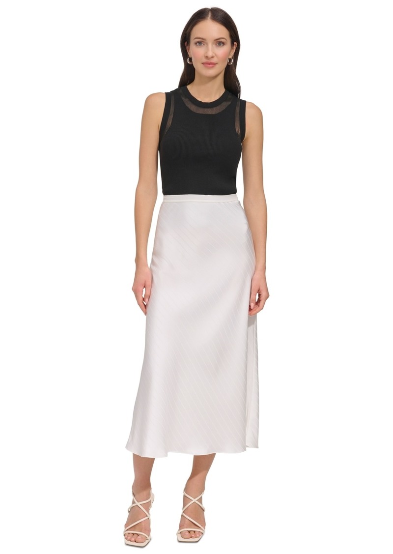 Dkny Women's Jacquard-Stripe Slip Skirt - Ivory