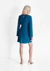 Dkny Women's Jewel-Neck Long-Sleeve Shift Dress - Teal Glass