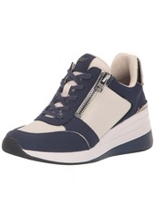 DKNY Women's Kaden-Lace Up Wedg Sneaker PEBBLE/INK NAVY